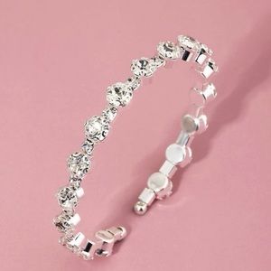 Rhinestone and silver cuff bracelet